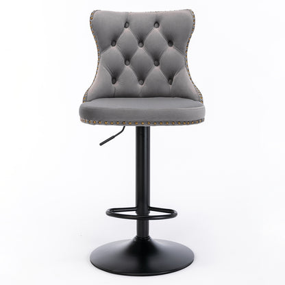 AA Velvet Swivel Bar Stools Adjustable 25 33 Gray Set of 2