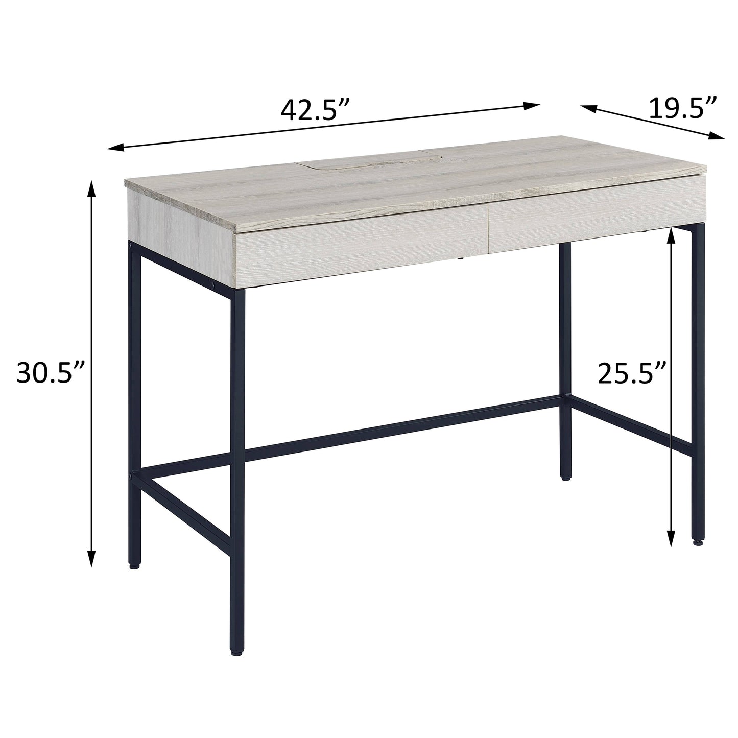 Rustic Modern Two-Drawer Writing Desk in Natural and Black Finish