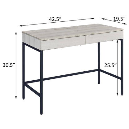 Rustic Modern Two-Drawer Writing Desk in Natural and Black Finish