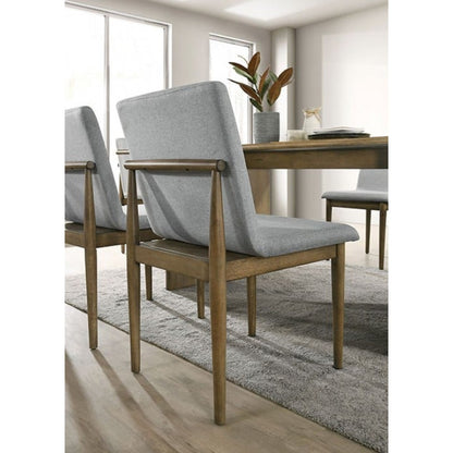 Set of 2 Mid-Century Dining Chairs, Solid Wood Frame, Upholstered Seats, 19W x 22.75D x 34.5H Light Gray