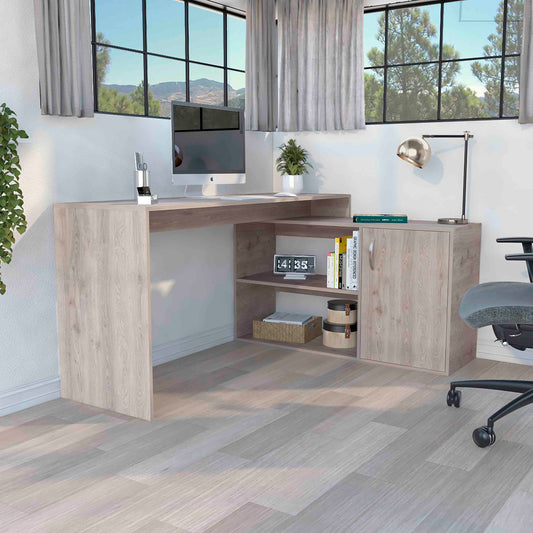 Contemporary Gray L-Shaped Computer Desk with Versatile Storage Solutions