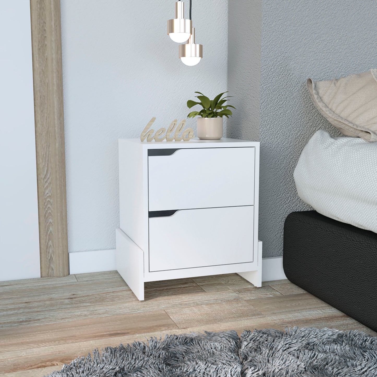 Elegant Luss 2-Drawer Nightstand for Modern Bedrooms