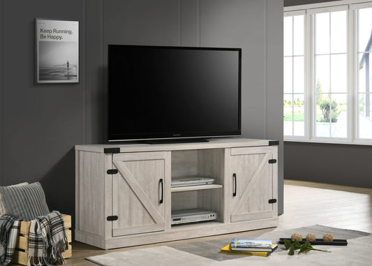 58-Inch TV Stand with 2 Open Shelves, 2 Cabinets, Cable Management, Holds 63-Inch TVs Dusty Gray