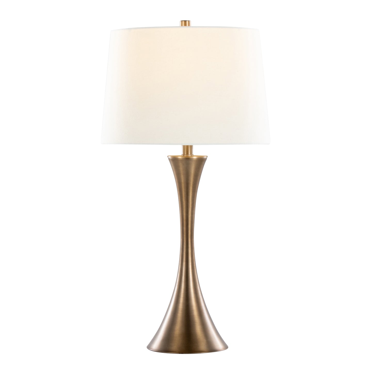 Set of 2 29-Inch Metal Table Lamps with Off-White Linen Drum Shade, 3-Way Switch Matte Golden Bronze