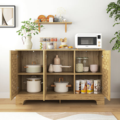 Storage Cabinet with 3 Doors, Wood Sideboard Buffet Storage with Adjustable Shelf, Anti-tip Kit Accent Cabinet for Living Room, Hallway, Entryway, Dining Room, Bedroom