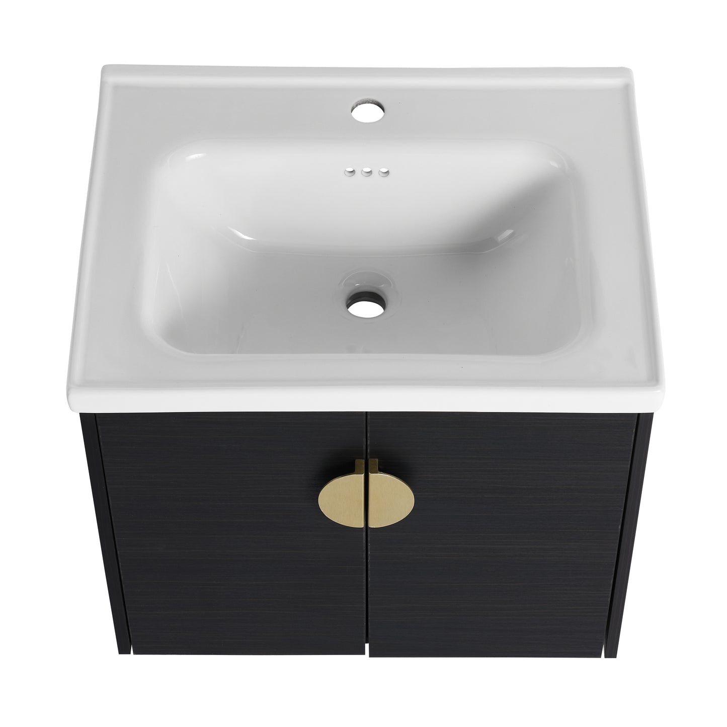 60 Inch Wall-Mounted Bathroom Vanity with Soft Close Doors and Ceramic Sink, Includes Small Storage Shelves - BVC06360BCT