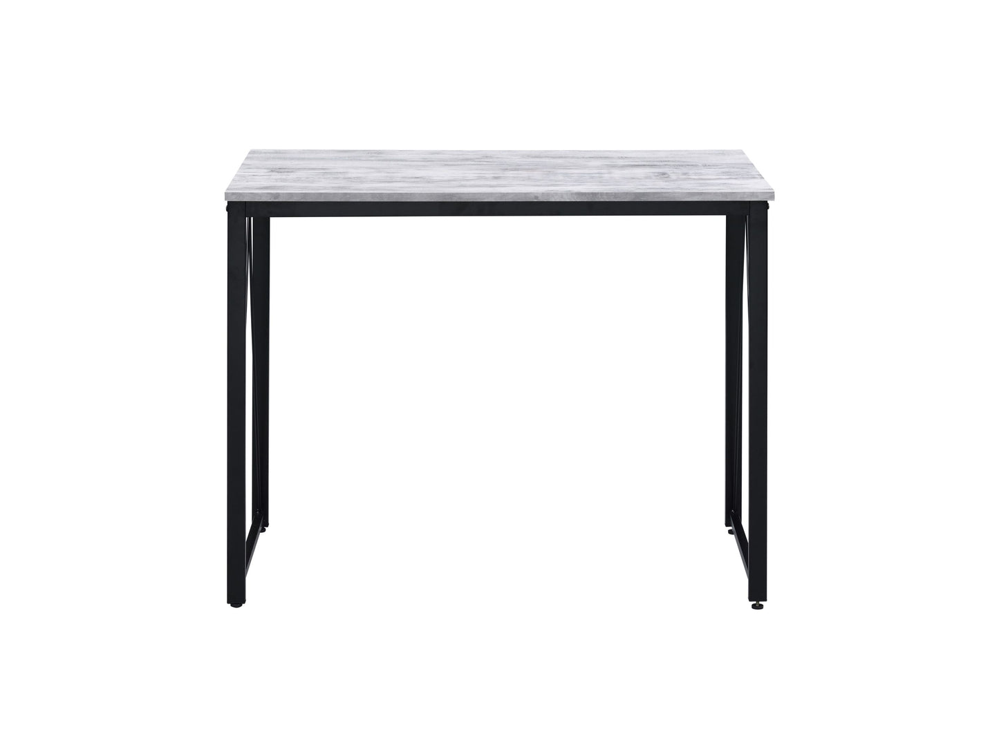 Antique-Inspired Black and White Writing Desk with V-Shaped Accent