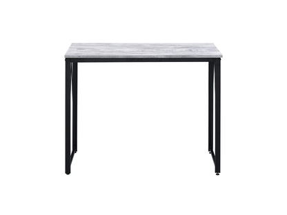 Antique-Inspired Black and White Writing Desk with V-Shaped Accent