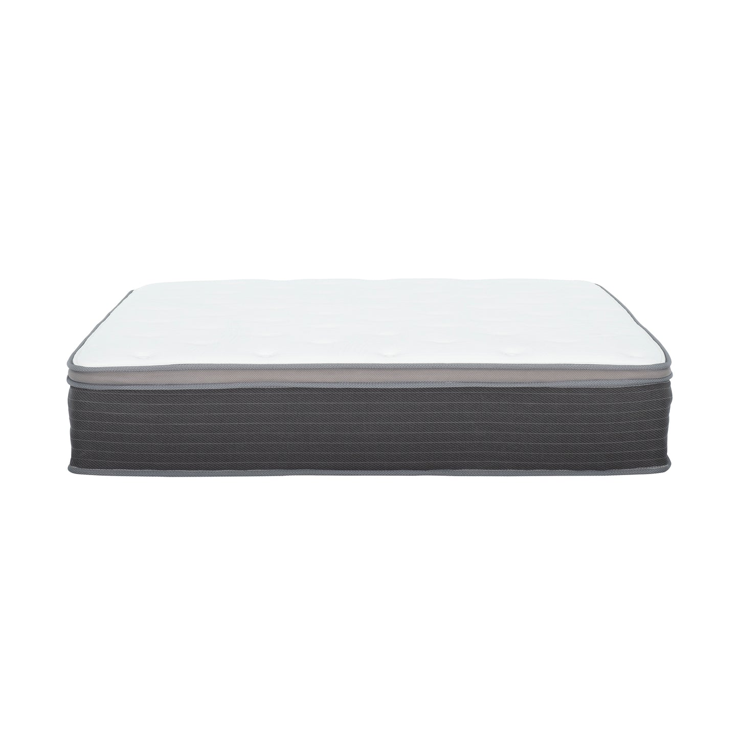 12-Inch Full Size Hybrid Pocket Spring Mattress with Plush Euro Top and Gel Memory Foam, White/Gray