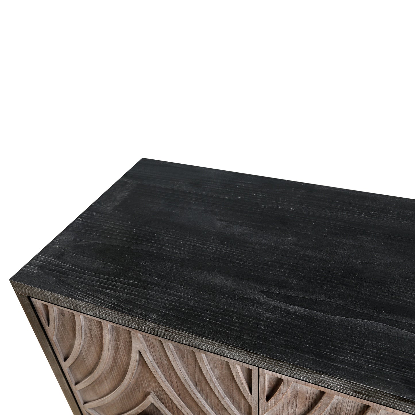 Mid Century Sideboard Buffet Cabinet with Solid Wood Legs 60" Kitchen Storage Cabinet Credenza with 4 Convex pattern diamond Doors and 2 Shelves Accent Console Table for Living Room  Entrance Hall etc