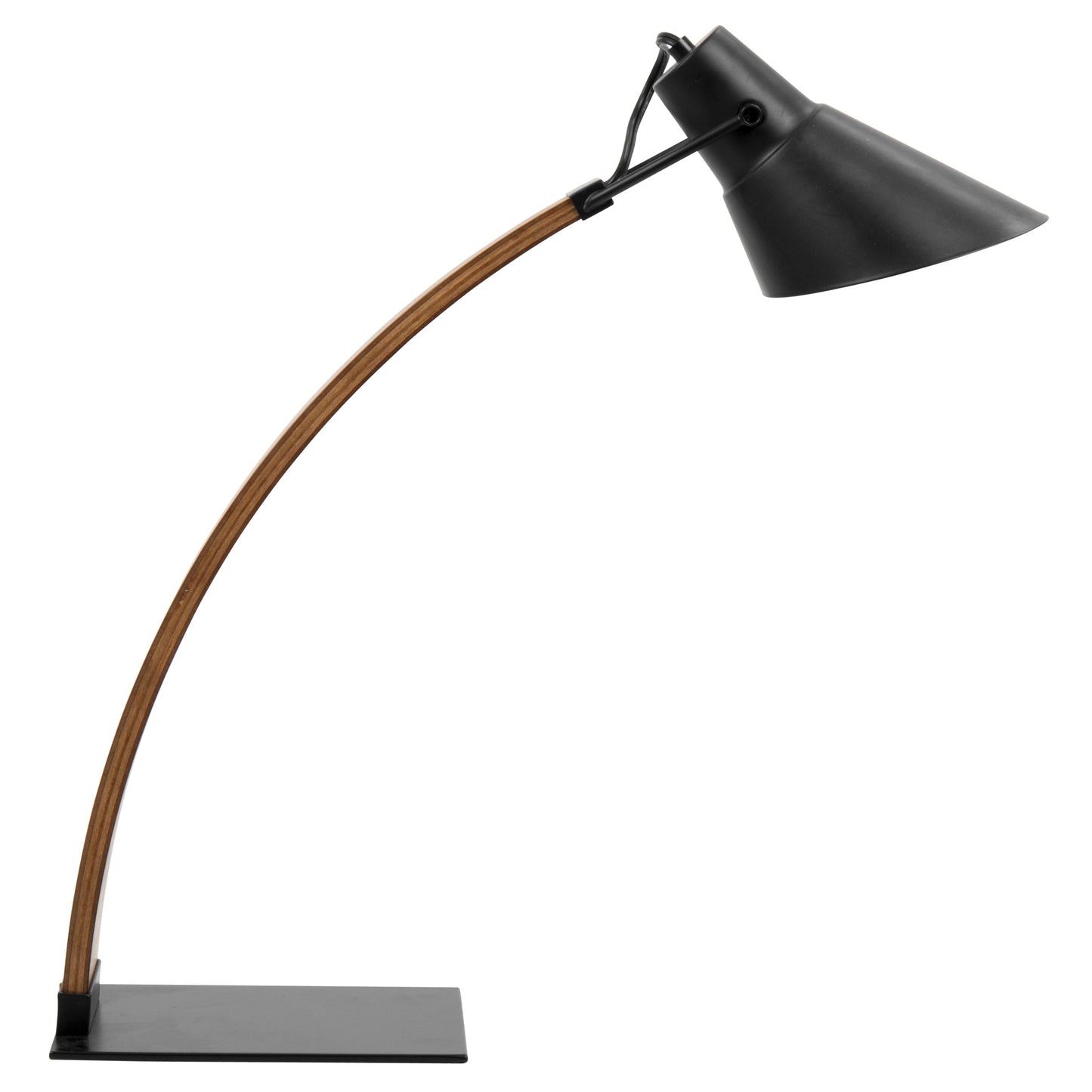 Mid-Century Modern Table Lamp with Adjustable Metal Shade, 60W Bulb Included, UL Listed Walnut and Black