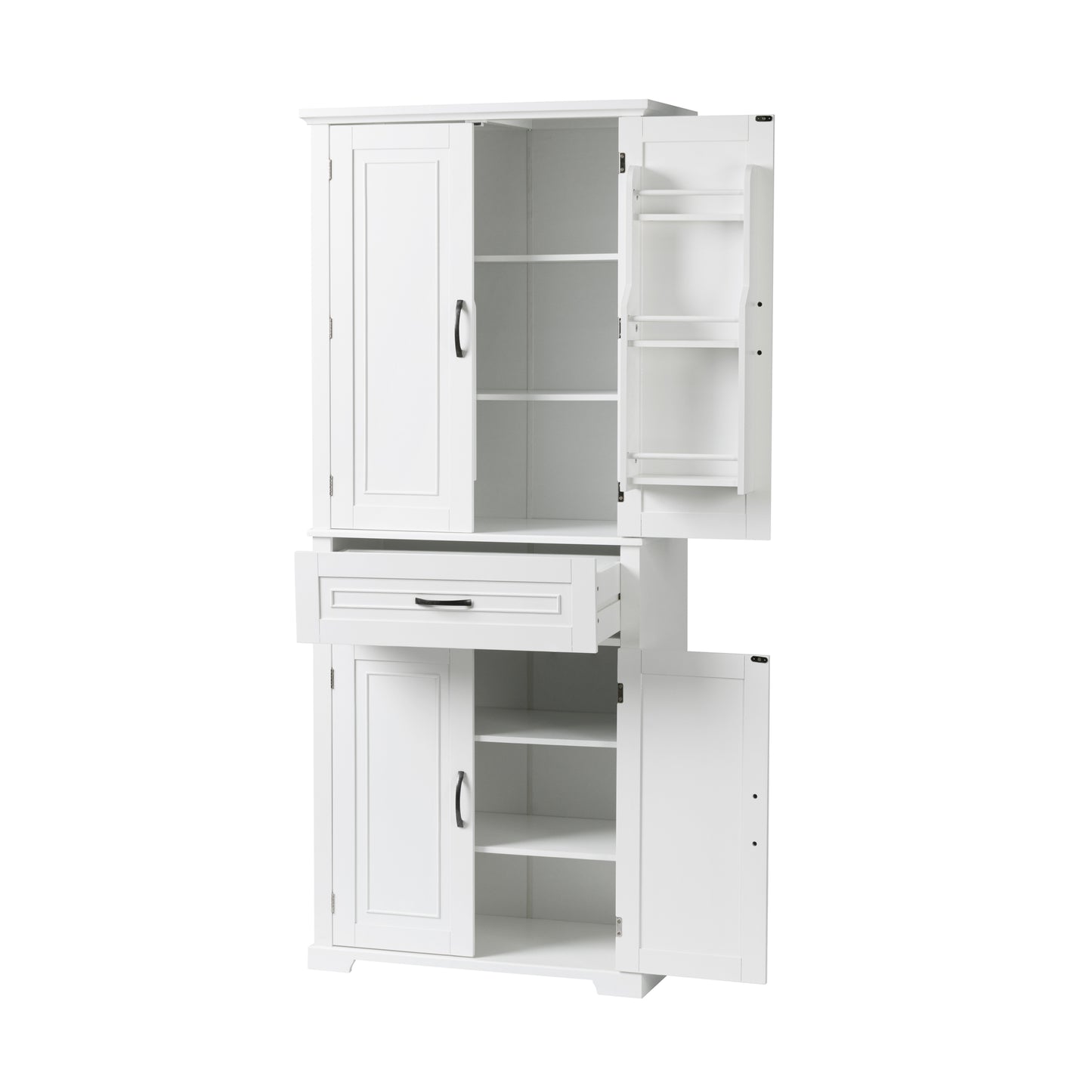 Tall White Bathroom Storage Cabinet with Adjustable Shelf and Drawer, Versatile Multi-Functional Organizer