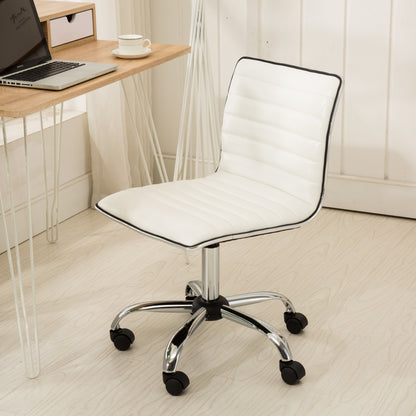 Fremo Chromel White Adjustable Faux Leather Air Lift Office Chair