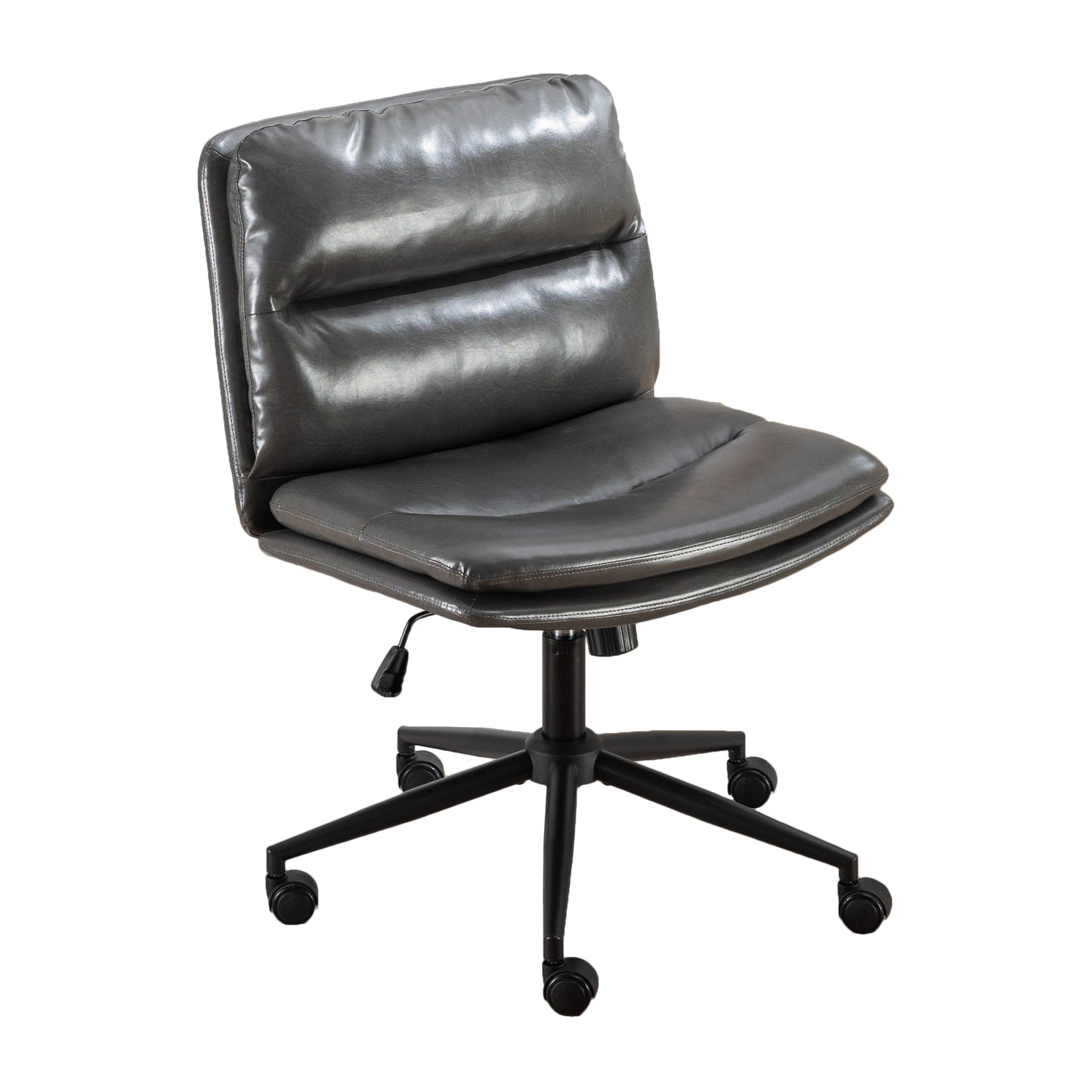 Bizerte Height-Adjustable Swivel Criss-Cross Office Chair with Wide Seat - Gray Vanity & Office Chair