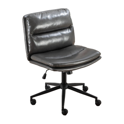 Bizerte Height-Adjustable Swivel Criss-Cross Office Chair with Wide Seat - Gray Vanity & Office Chair