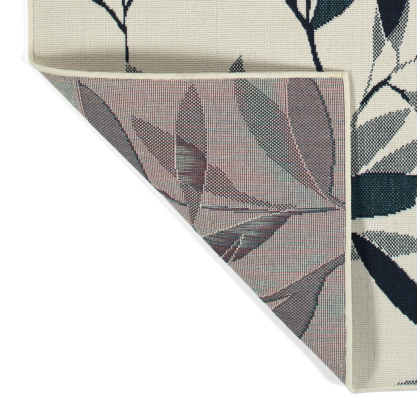 Modern Textured Cut-Pile Indoor/Outdoor Rectangle Throw Rug, 43 x 23 in, Polypropylene, UV-Resistant, Ivory