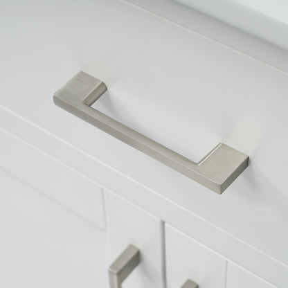 Elegant 30-Inch White Bathroom Vanity with Ceramic Sink and Ample Storage for Compact Spaces