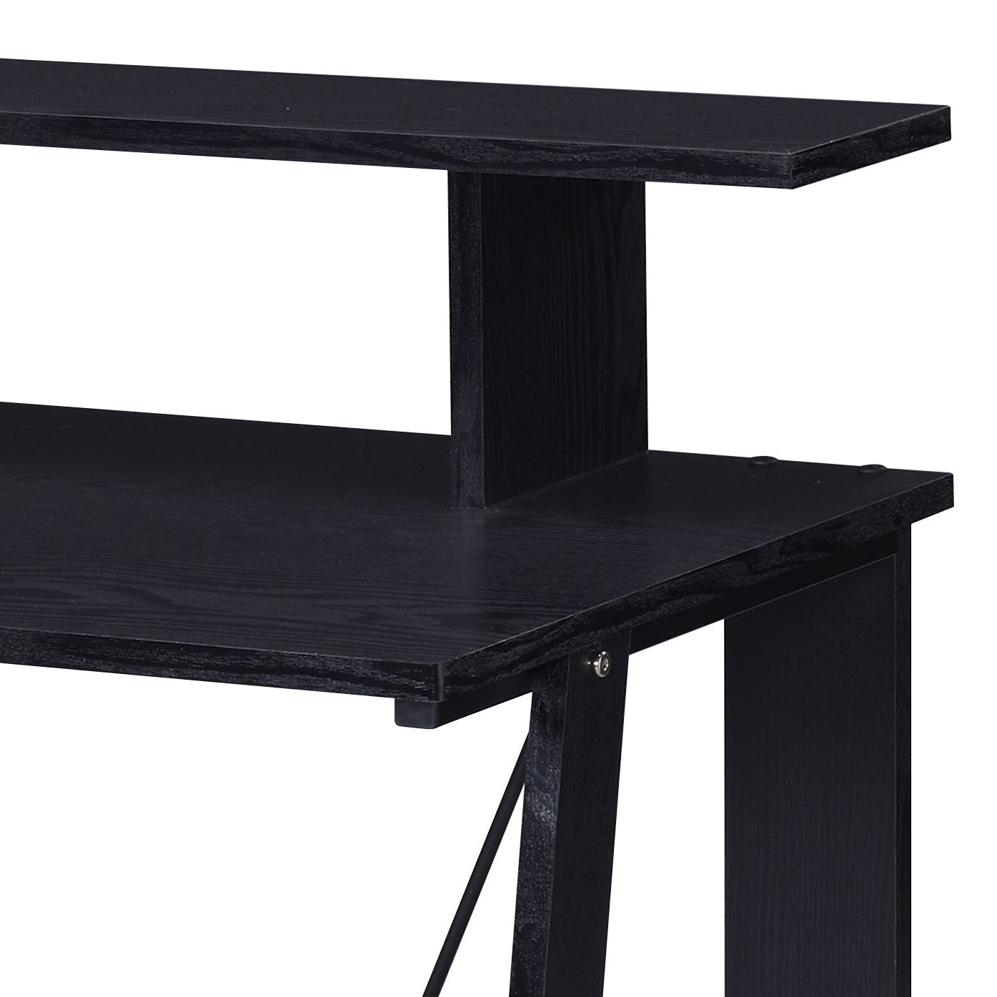 Modern Black Writing Desk with Dual Shelves