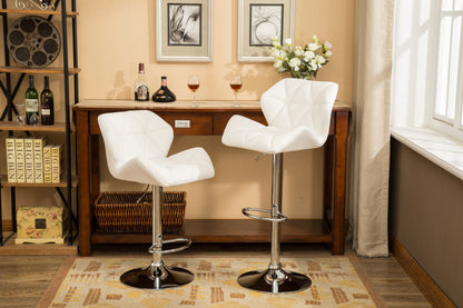 Glasgow Tufted Adjustable Height Bar Stools Set Of 2 White