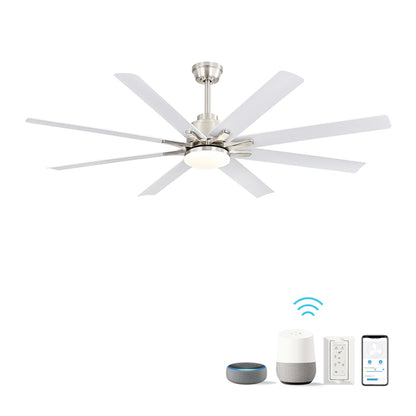 66-Inch Low-Profile Ceiling Fan with Dimmable LEDs, Smart Remote, 6-Speed DC Motor, Indoor Brushed Nickel