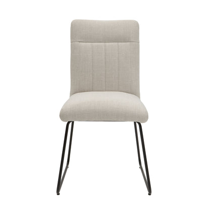 2-Piece Casual Modern Dining Chair Set, Side Chairs, Polyester Fabric, Tubular Metal Legs, Beige