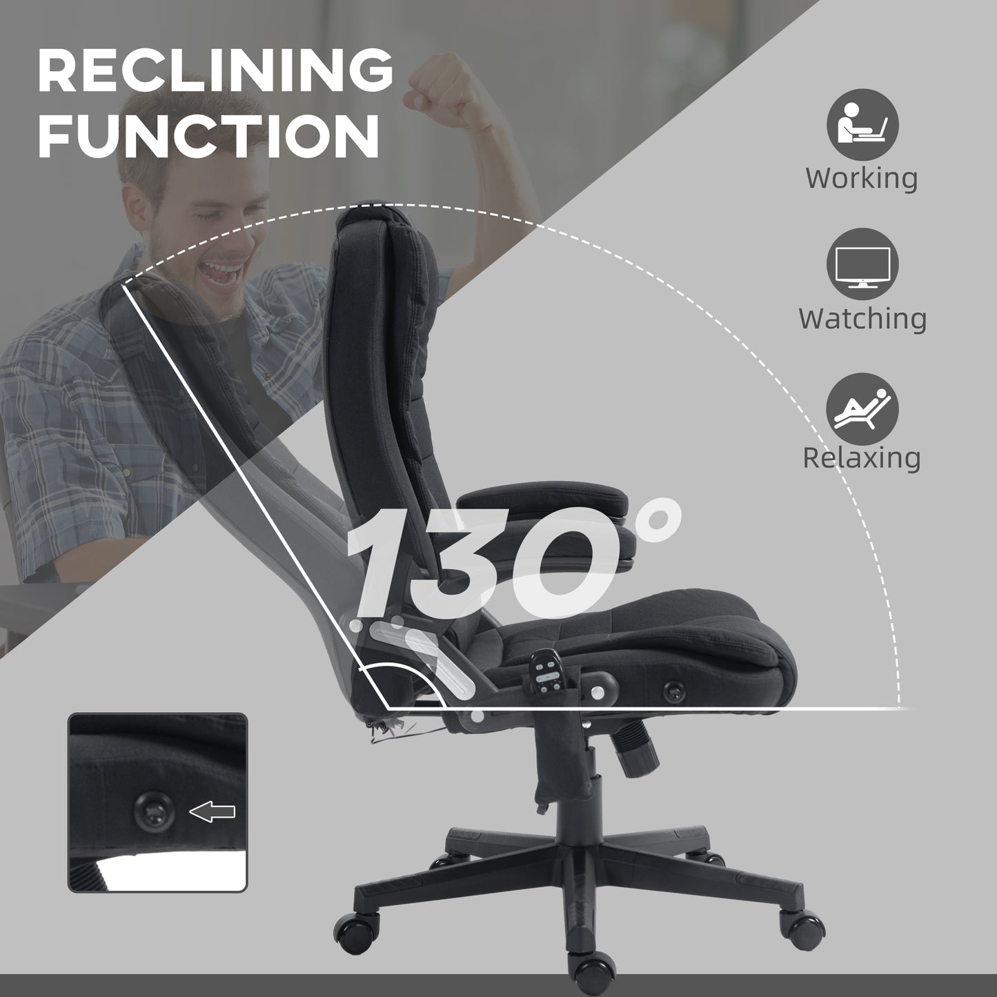 Ergonomic Black Office Chair with 6-Point Massage and Lumbar Heating