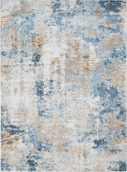 Abstract Pattern Area Rug, 5 ft 3 in x 7 ft 3 in, Polyester, Low Pile, Stain-Resistant, Entryway Rug, Beige