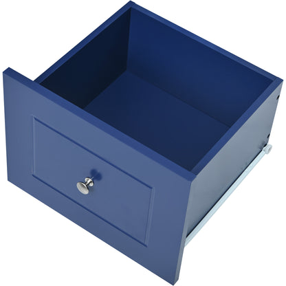 Versatile Rolling Kitchen Cart with Drop Leaf - Sturdy Solid Wood Top, Locking Wheels & Ample Storage (Dark Blue)