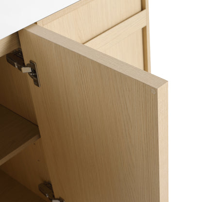 Modern 48" Freestanding Oak Bathroom Vanity with White Resin Sink & Soft-Close Doors