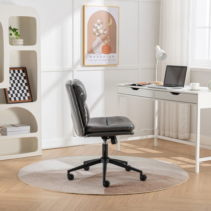 Bizerte Height-Adjustable Swivel Criss-Cross Office Chair with Wide Seat - Gray Vanity & Office Chair
