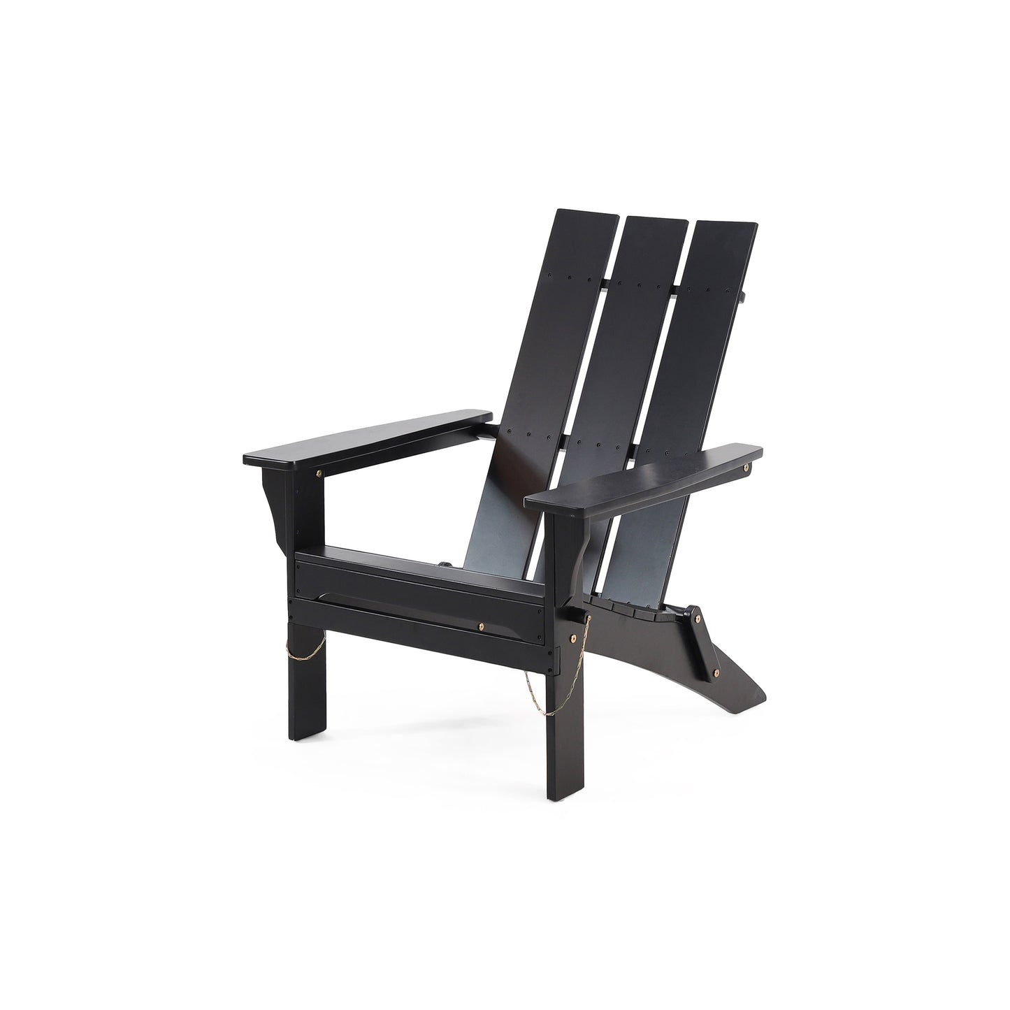 Outdoor Acacia Wood Foldable Adirondack Chair For Patio Or Garden, 30in L x 32in W x 37in H Weather Resistant Black