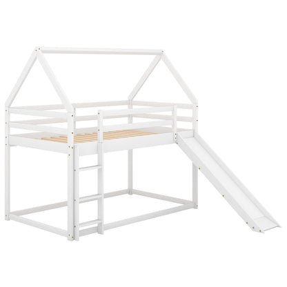 Kids' Enchanted Twin Bunk Bed with Slide & Ladder in White