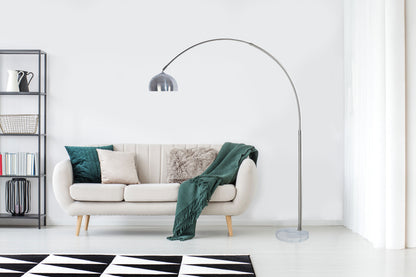 81-Inch Steel Modern Arch Floor Lamp with Marble Base, Adjustable Arch, In-Line Switch Brushed Nickel