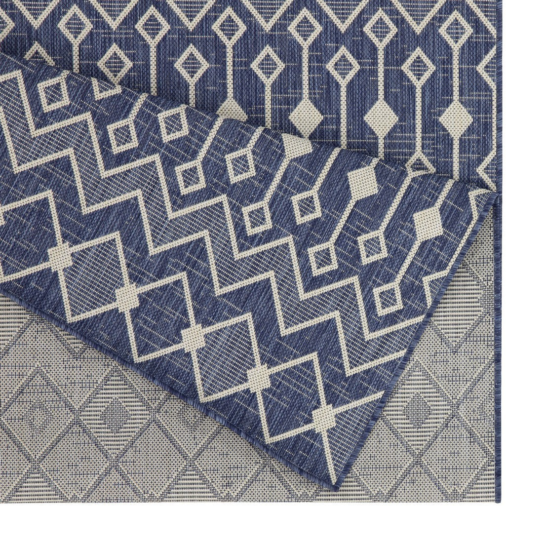 Indoor/Outdoor Flatweave Area Rug, 2'7" x 7'3", Polypropylene Yarn, Stain-Resistant, Durable, Blue
