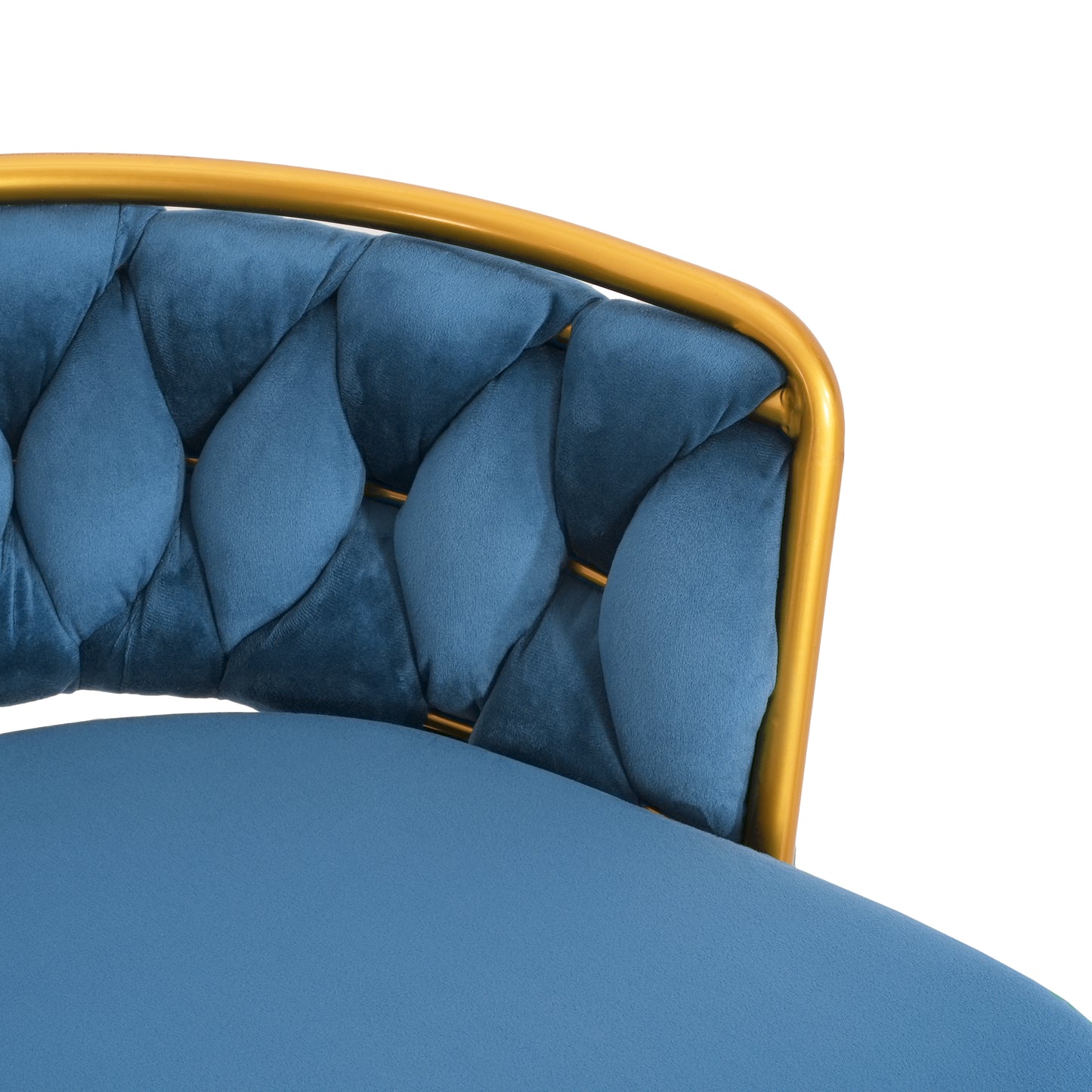 Swivel Counter Height Bar Stools Set of 2 Blue Gold Legs