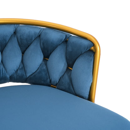 Swivel Counter Height Bar Stools Set of 2 Blue Gold Legs