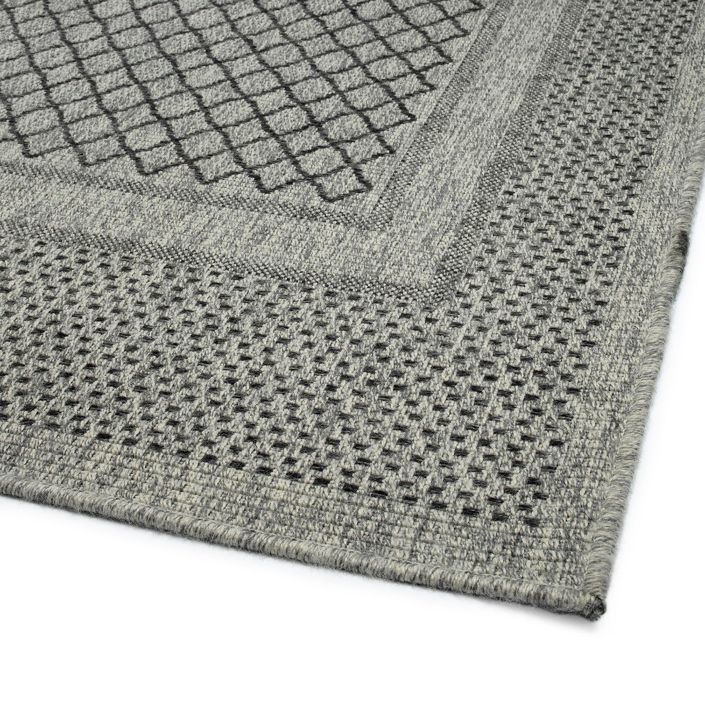 4' x 6' Indoor/Outdoor Area Rug, Polypropylene, Modern Geometric Southwestern, High-Low Texture, Charcoal