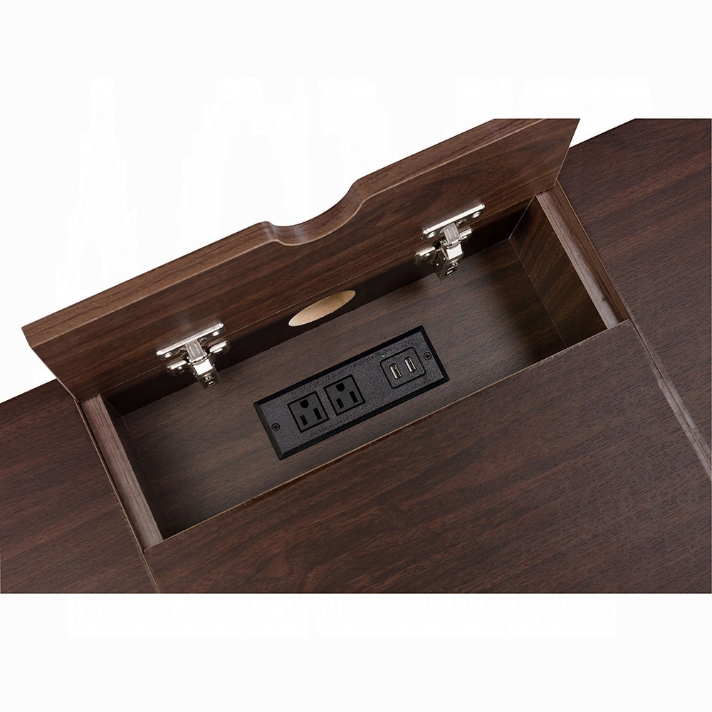 Oak and Black USB Writing Desk with Single Storage Drawer