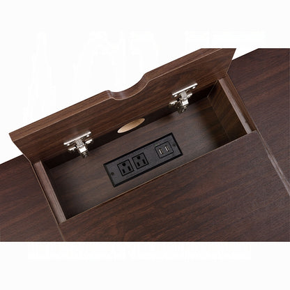 Oak and Black USB Writing Desk with Single Storage Drawer