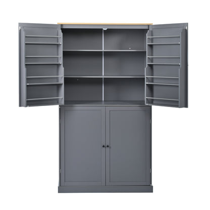40.2"x20"x71.3" Modern High Kitchen Pantry - Spacious Storage Cabinet with Adjustable Shelves & Drawers in Gray