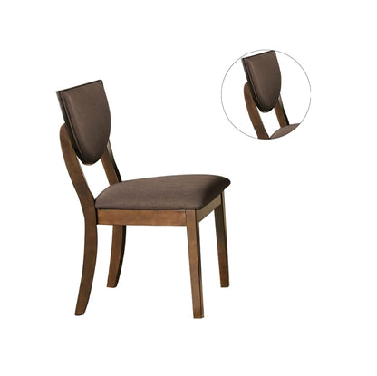 Set of 2 Dining Chairs, Solid Wood, Upholstered, 20.5W x 23.9D x 35H, Dark Chocolate Fabric, Walnut Finish