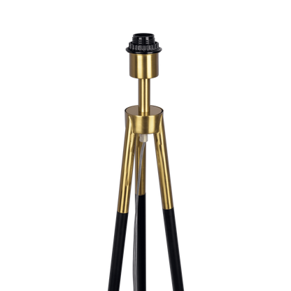 Floor Lamp with On/Off Switch, Triple-Leg Metal Frame, White Fabric Shade, Room Lighting Brassed Gold