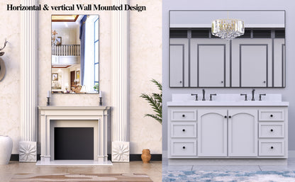 60"x36" Oversized Modern Rectangle Bathroom Mirror with Balck Frame Decorative Large Wall Mirrors for Bathroom Living Room Bedroom Vertical or Horizontal Wall Mounted mirror with Aluminum Frame