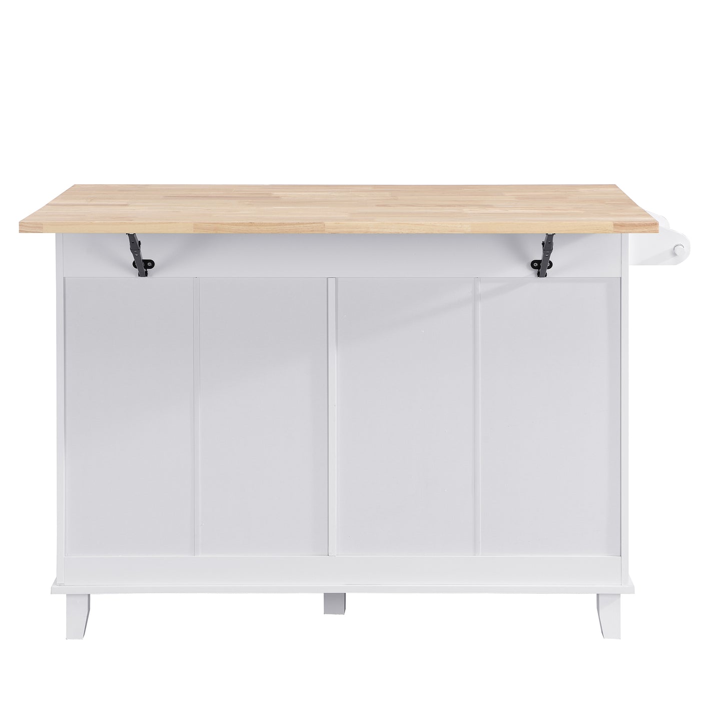 Rustic White Farmhouse Kitchen Island Set with Drop Leaf, 2 Stools, and Ample Storage