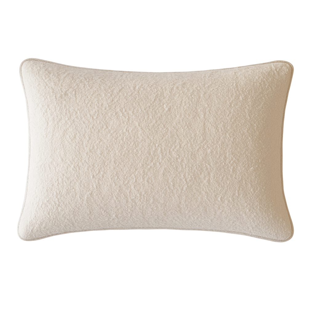 Textured Rectangular Throw Pillow, 24 x 16 in, Polyester Cover, Minimalist Japandi Decor, Ivory