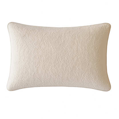 Textured Rectangular Throw Pillow, 24 x 16 in, Polyester Cover, Minimalist Japandi Decor, Ivory