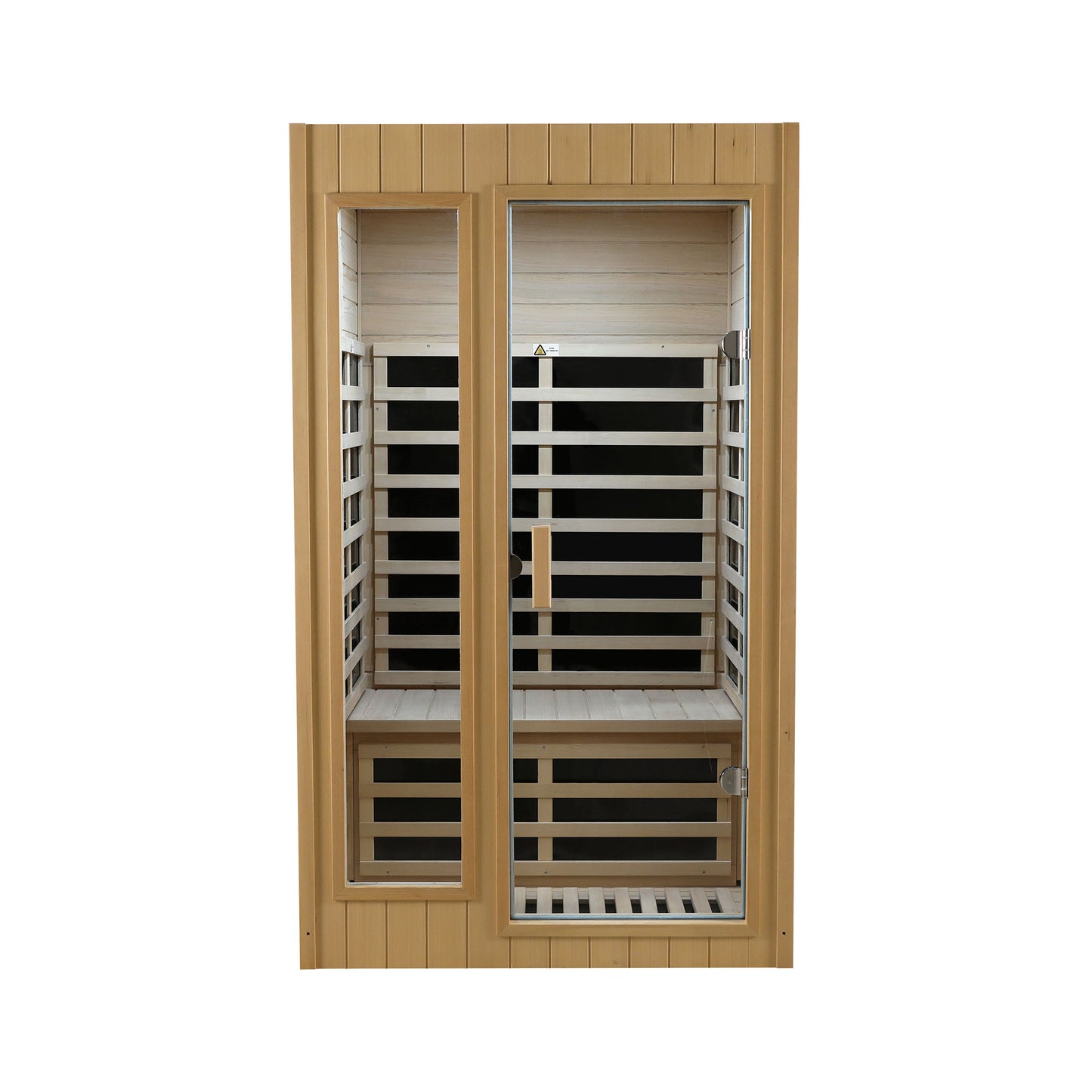 Two-Person Far Infrared Indoor Sauna Room with 1500W, 5 Heating Panels, LCD, Bluetooth Natural Wood