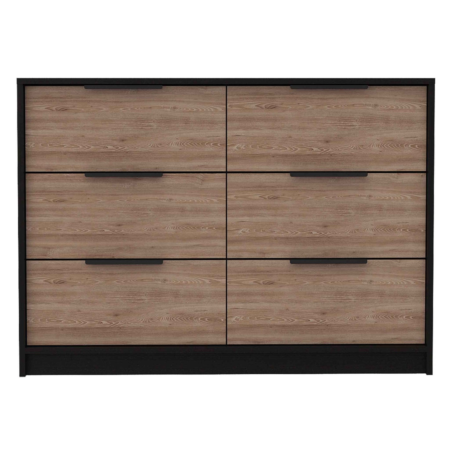 Longhill Modern 6-Drawer Dresser in Black Wengue and Pine