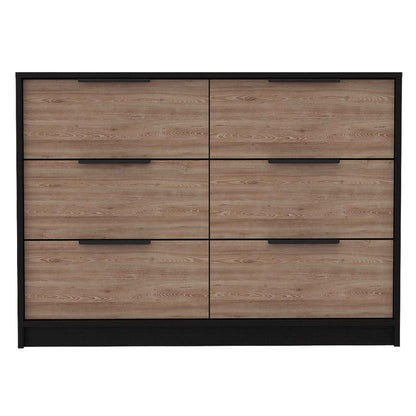 Longhill Modern 6-Drawer Dresser in Black Wengue and Pine