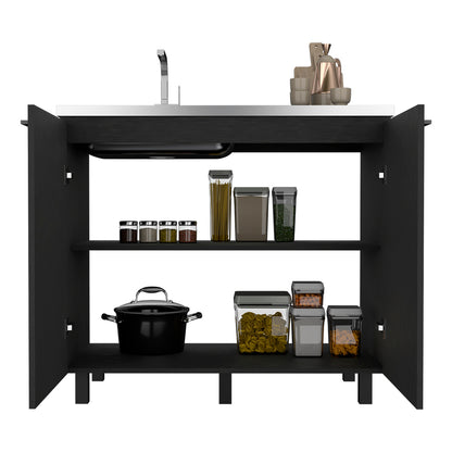 Black Utility Sink Storage Cabinet for Kitchen - Burwood Design